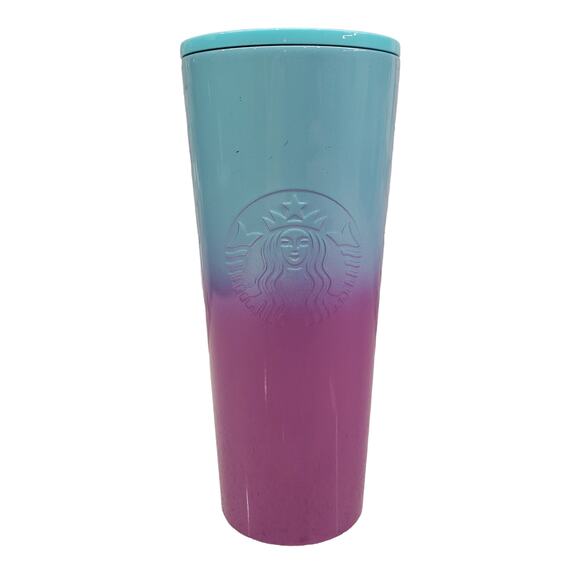 Starbucks Venti Turquoise Magenta Ombre Stainless Steel Tumbler Summer 2021 - Picture 1 of 11